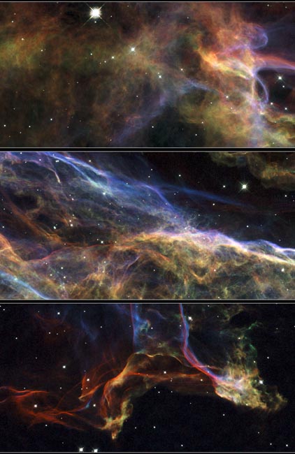 Detalhes da Nébula Veil. Foto: Nasa, AEE