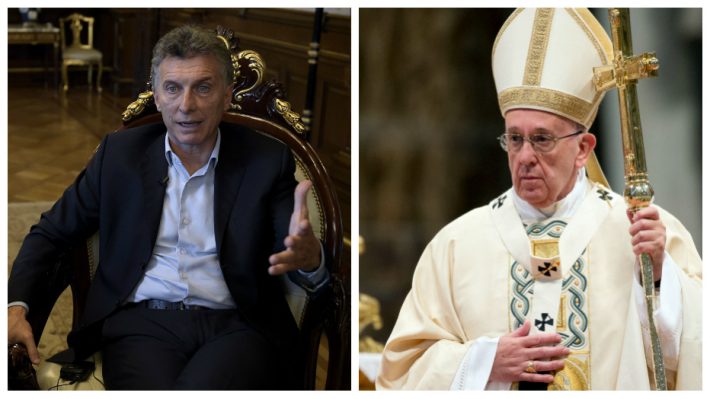 Mauricio Macri (E) será recebido pelo papa Francisco no Vaticano