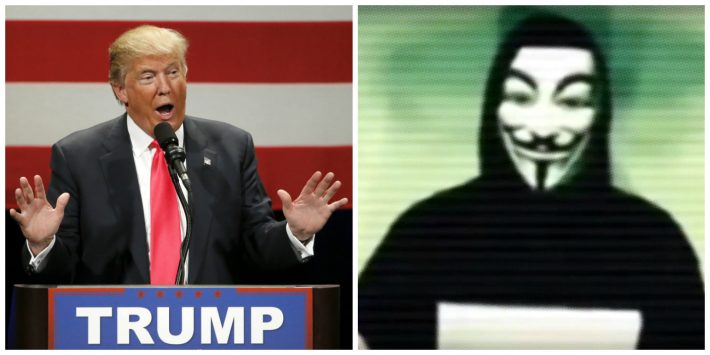 Hackers do Anonymous prometem empenhar todos recursos disponíveis contra campanha do magnata Donald Trump (E)