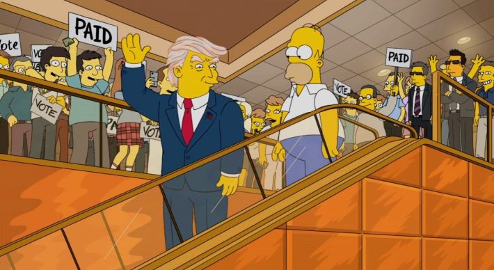 Em julho de 2015, Homer Simpson foi sugado pelo cabelo de Donald Trump (Foto: Reprodução/ YouTube)