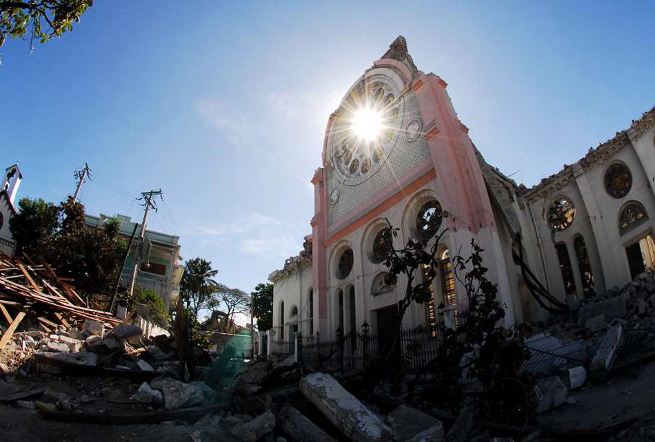 Fachada da catedral em Porto Príncipe, Haiti. 17/01/2010. Foto: FAB