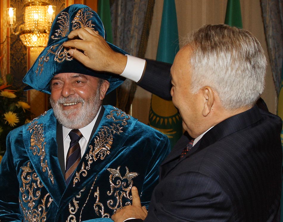 Presidente Nursultan Nazarbayev, com Lula. Astana, Casaquistão, 17/06/2009. Foto: Ricardo Stuckert/PR