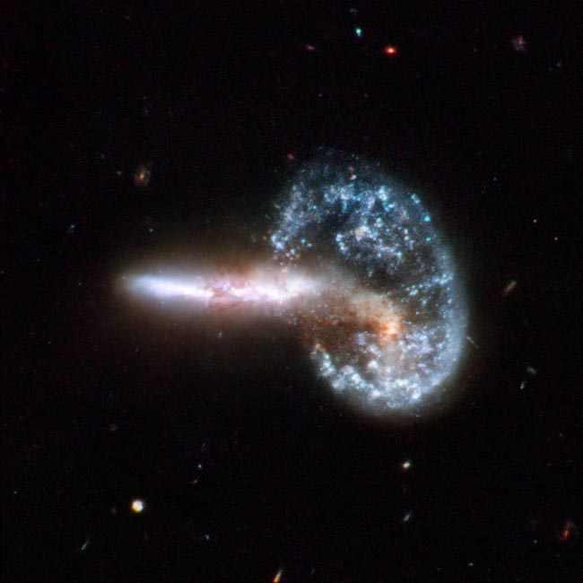 Galáxia Arp 148. Foto: Nasa, AEE