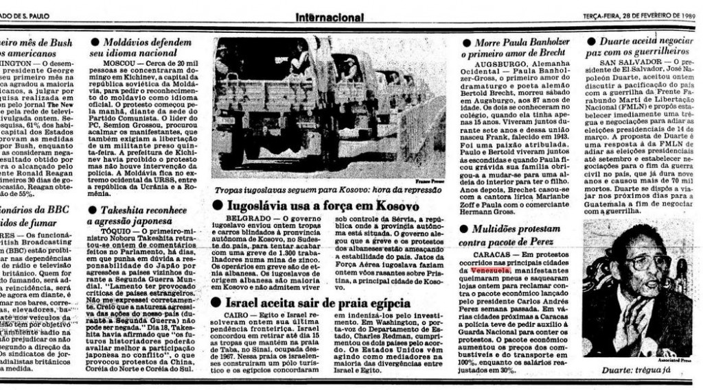 Reprodução de O Estado de S. Paulo com a notícia das manifestações 