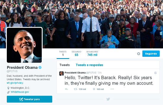Presidência dos EUA abriu nova conta no Twitter - @POTUS (Foto: Reprodução)