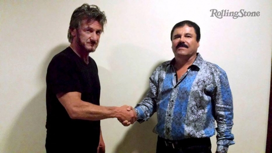 O ator americano Sean Penn e o chefão das drogas mexicano Joaquin 